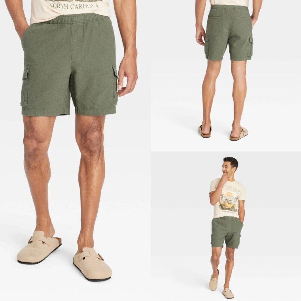 Goodfellow Co Men's Size Medium Olive Green Mid-Rise Relaxed Fit Cargo Shorts